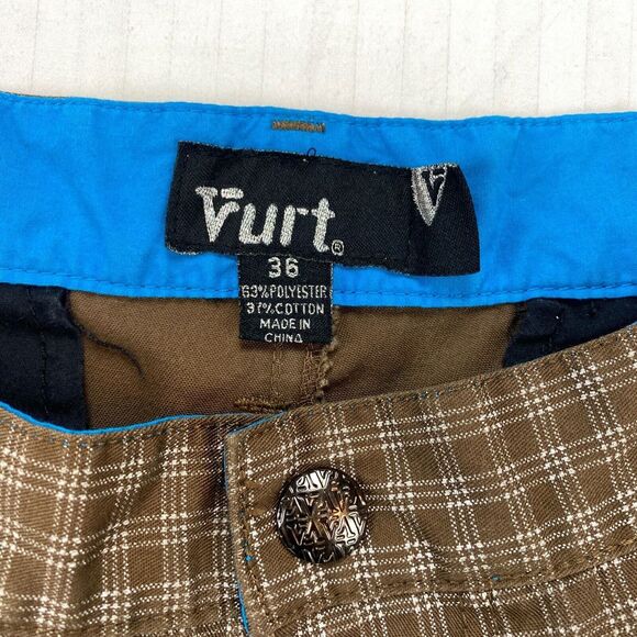Vurt Chino Shorts Men's Size 36 Brown Check Flat Front High Rise Outdoor - Picture 5 of 10